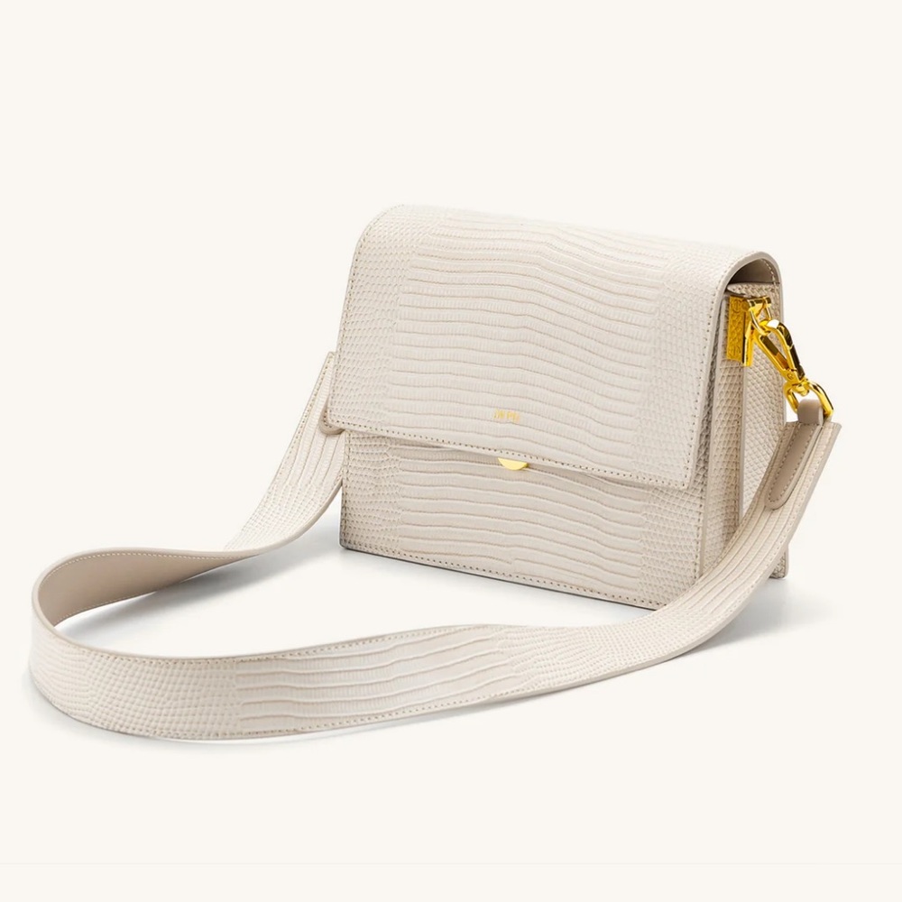 JW PEI mini flap crossbody ivory lizard